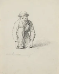 Sans titre - Garçon jouant aux billes