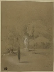 Statue sur la pelouse à Epsom