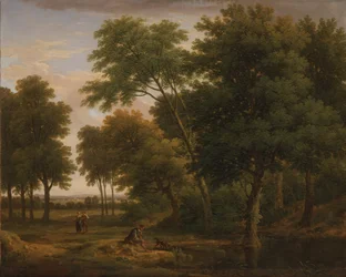 Paysage boisé avec figures, vers 1745 (huile sur toile)