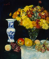 Fleurs dans un vase et fruits, c.1897-1931