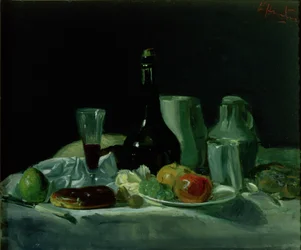 Nature morte - Bouteille et fruits