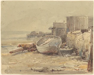 Navire échoué, vers 1880 (aquarelle)