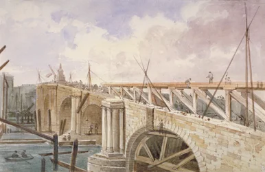 Travaux de démolition sur le pont de Blackfriars, 1864