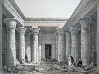 Cour du Grand Temple, Philae, Égypte, 1843