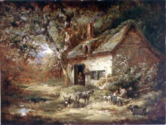 Porte de cottage avec un âne