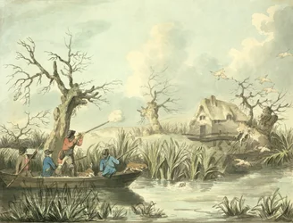 Chasse au canard, gravé par Thomas Rowlandson, publié par J. Harris, 1789