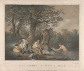 Ensemble de Quatre : Garçons se Baignant