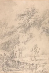 Deux hommes sur une route de campagne