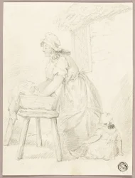 Femme lavant des vêtements