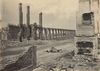Ruines de la gare ferroviaire, Charleston, Caroline du Sud, années 1860