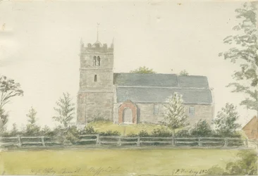 Église de High Offley : aquarelle