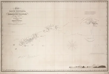Carte des îles Shetland du Sud comprenant l