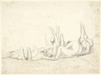 Groupe de personnages en détresse allongés au sol  (étude pour « Howard visiting prisons » )