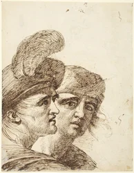 Les têtes de deux hommes  (verso : Étude pour « L