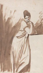 Une dame appuyée contre un socle (peut-être une esquisse pour « Miss Woodley »)