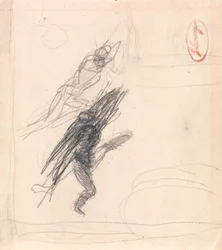 Éventuellement une figure couchée et une figure dansante