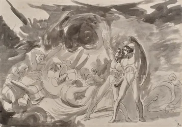 Satan contemplant les anges déchus