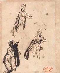 Femme assise : Trois poses