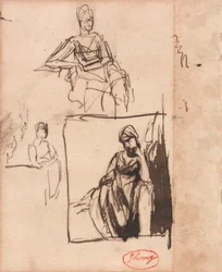 Femme assise : trois poses