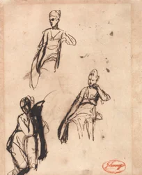 Femme assise : trois poses