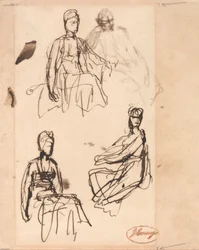 Femme assise : Trois études