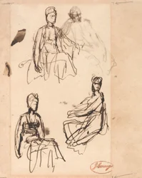 Femme assise : trois études
