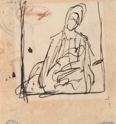 Femme assise, peut-être avec un enfant