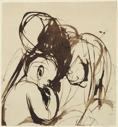 Femme et enfant assis