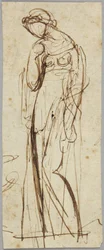 Figure féminine debout, étude de portrait