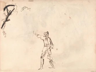 Personnage debout avec le bras levé