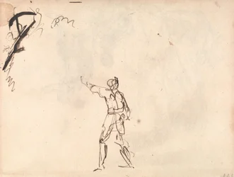Statue debout, le bras levé, peut-être Macbeth