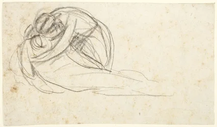 Femme étreignant un personnage allongé  (verso : partie inférieure de deux personnages debout)