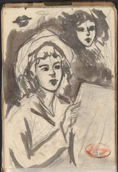Femme en train de lire et étude de visage