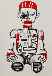 "Totem numérique", 2024 (acrylique sur toile)