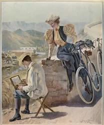 Couple dans le sud de la France, 20eme siecle (illustration)