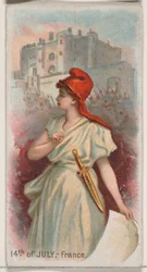 14 juillet, France, de la série Holidays N80 pour les cigarettes de la marque Duke, 1890