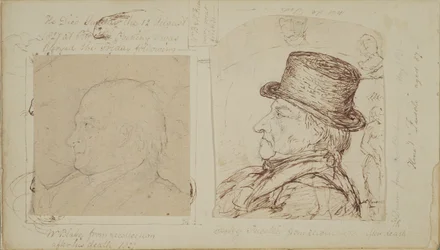 Études de lapins avec portraits superposés de William Blake et Henry Fuseli