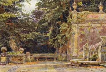 Jardins italiens : Au pied de la cascade, Villa Corsini