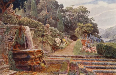 Jardins italiens : Villa Cicogna, sous la cascade