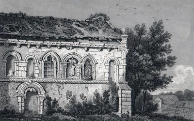 Berfrestone (DB) St Nicholas Church 1829 gravure Barfrestone Kent Angleterre