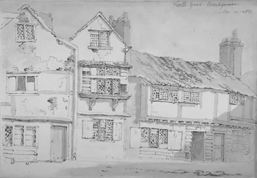 Bâtiments dans Castle Yard, Blackfriars, City de Londres, 1808
