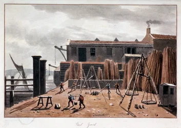 Vue de Steelyard Wharf, Londres, 1811
