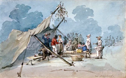 Vue des gens assistant à la foire de Peckham, Londres, vers 1820