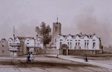 École et chapelle de Highgate, vers 1840