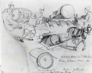 Charretiers et cheval, vers 1820-30