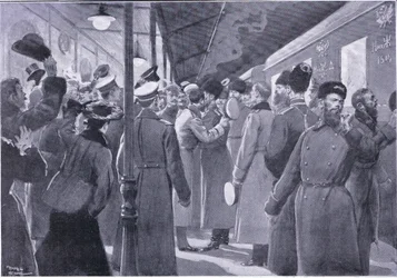 Le tsar faisant ses adieux aux officiers de la Garde impériale, illustration de l