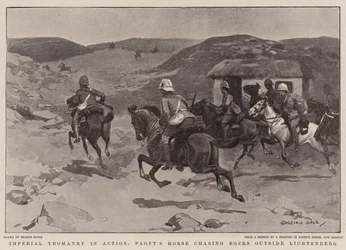Les Yeomanry impériaux en action, le cheval de Paget poursuivant les Boers à l
