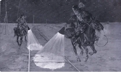 Sur un chemin de fer mandchou : Patrouille de nuit, illustration de l
