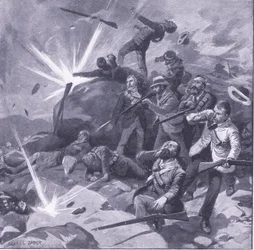 Le dernier combat de la police de Johannesburg à Bergendal, illustration de Après Pretoria : La guerre de guérilla, 1902