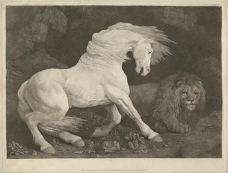 Un cheval effrayé par un lion